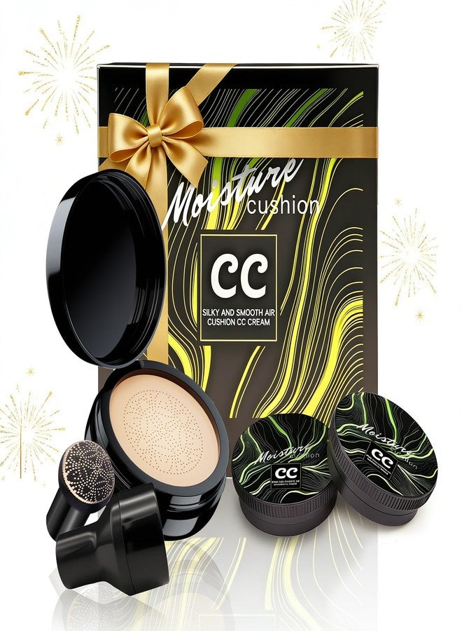 OETUIOW Mushroom Head Air Cushion CC Cream Gift Set for Women, 1 Full-Size Makeup Foundation with 2 Refills & 1 Special Mushroom Head Puff, Upgraded Ingredients Long-lasting (Natural, 0.71 Fl Oz*3) - Image 1